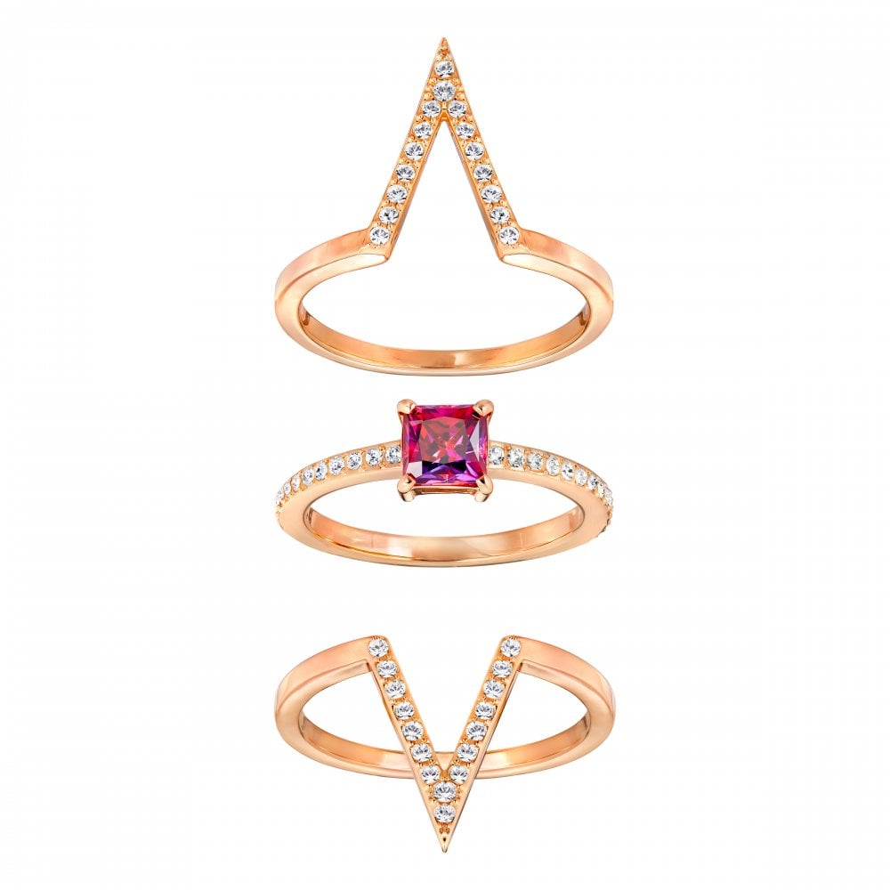 Set 3 anelli Swarovski Funk Rose - Misura 55