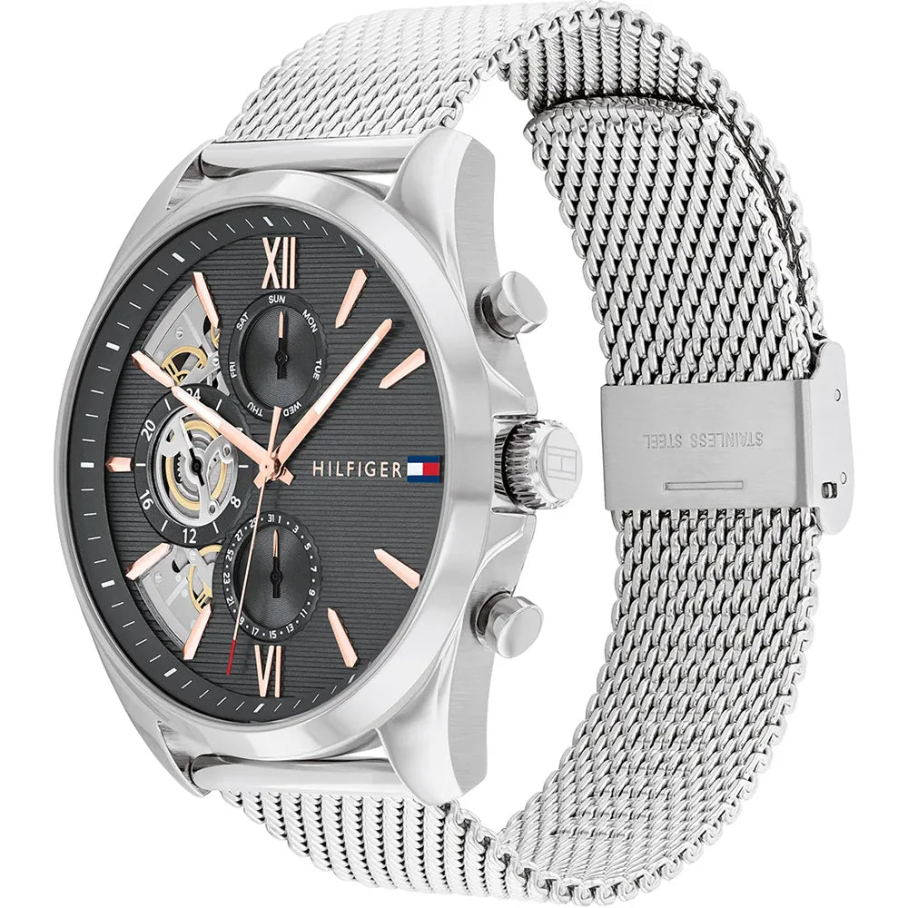 Orologio Tommy Hilfiger Baker Multi Chrono 44 mm Acciaio Braccialato Maglia Milanese