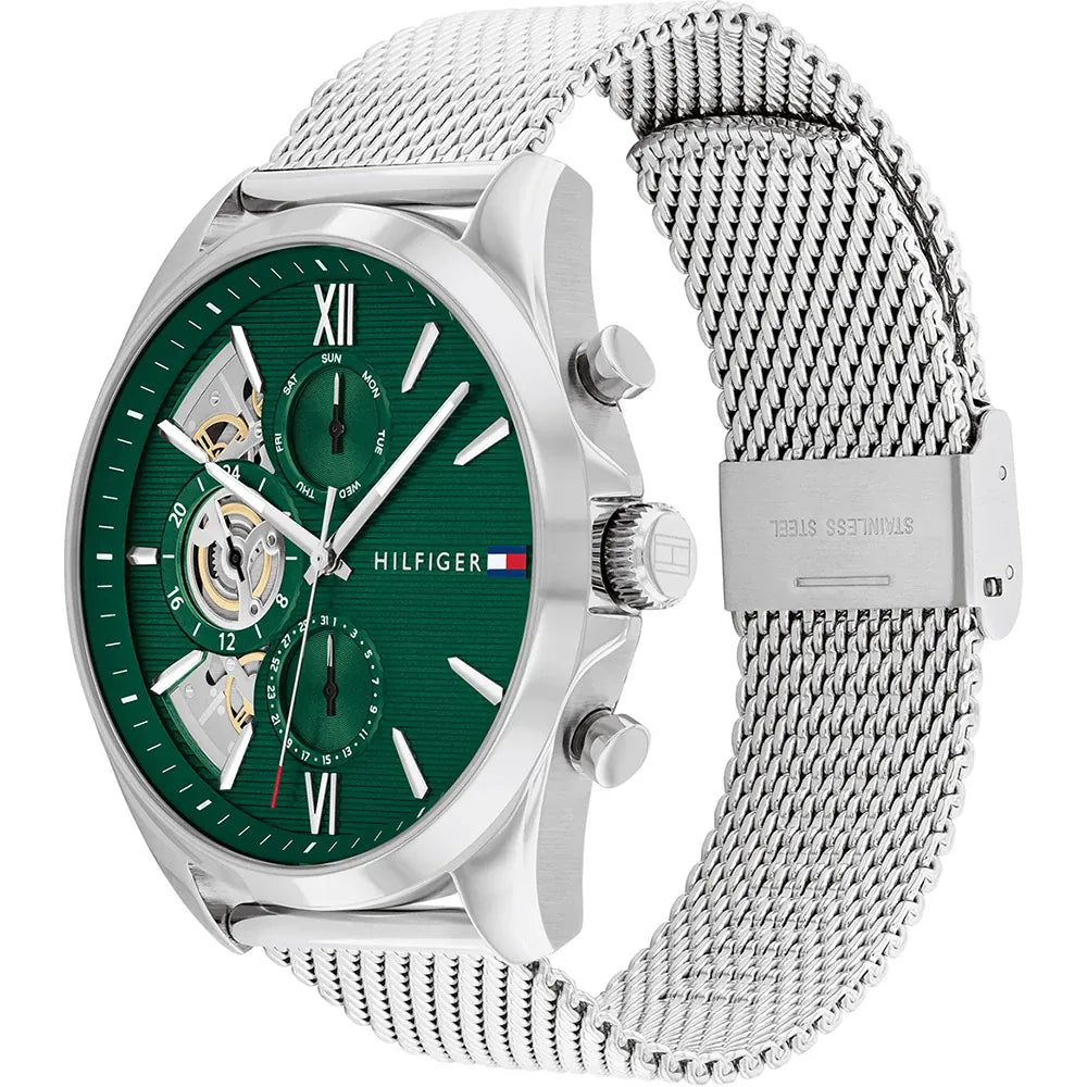 Orologio Tommy Hilfiger Baker Multi Chrono 44 mm Acciaio Braccialato Maglia Milanese