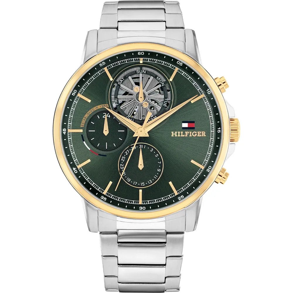 Orologio Tommy Hilfiger Stewart Multi 44 mm Acciaio Braccialato Verde