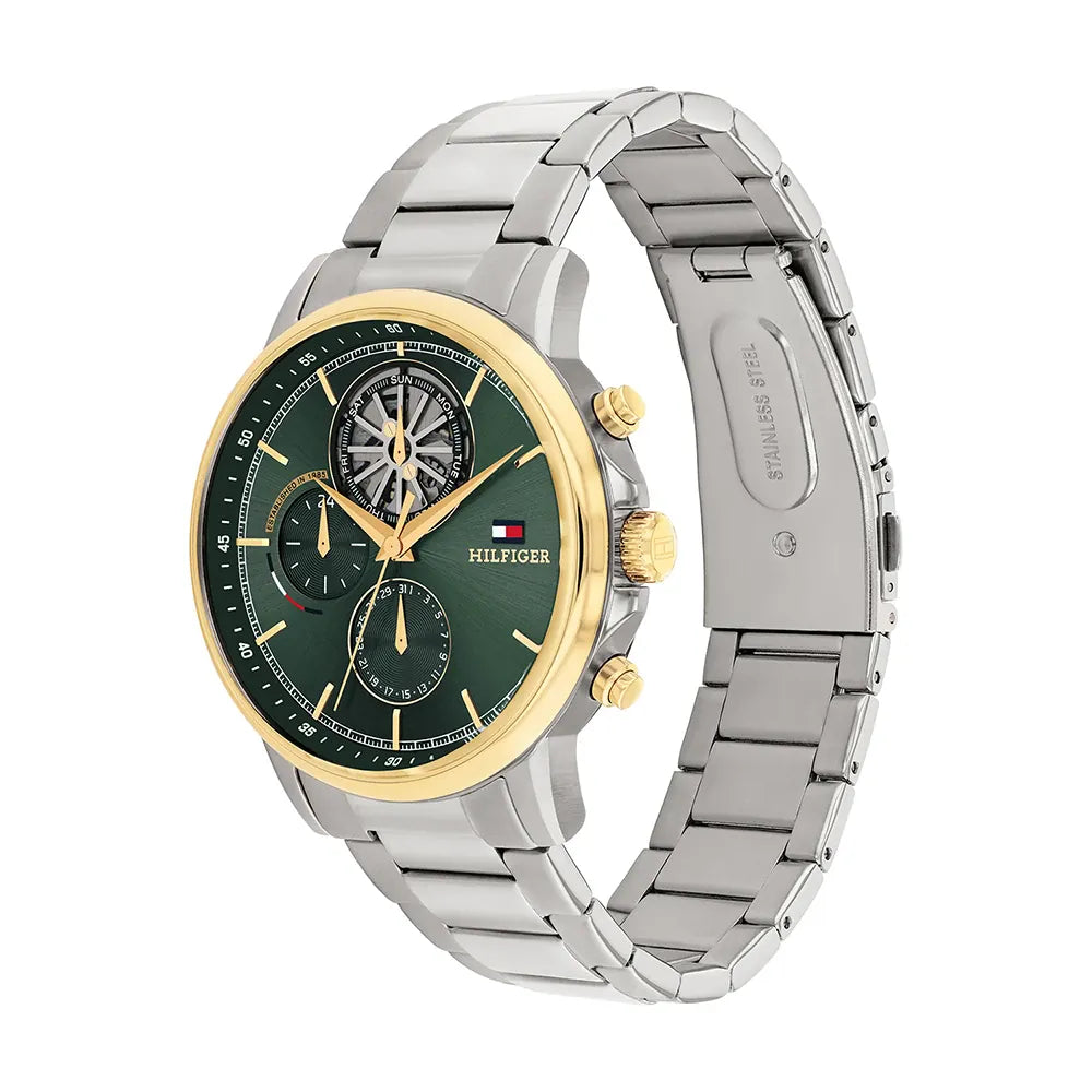 Orologio Tommy Hilfiger Stewart Multi 44 mm Acciaio Braccialato Verde