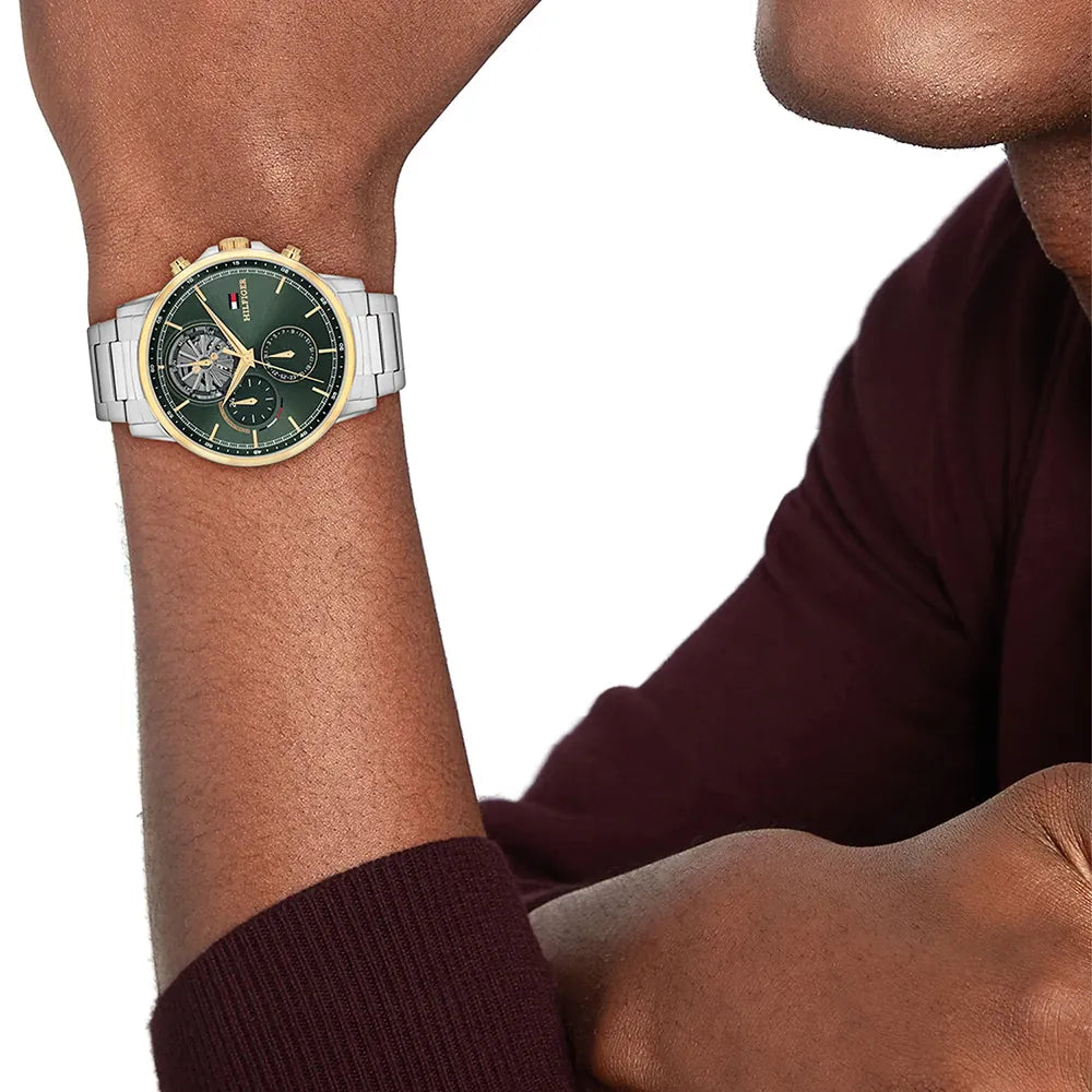 Orologio Tommy Hilfiger Stewart Multi 44 mm Acciaio Braccialato Verde