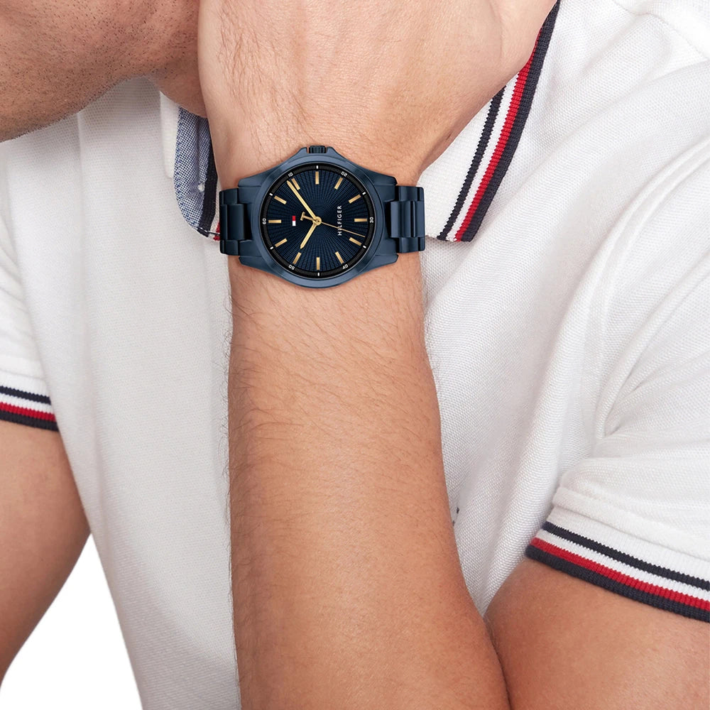 Orologio Tommy Hilfiger Bruce 42 mm Pvd Blu Braccialato