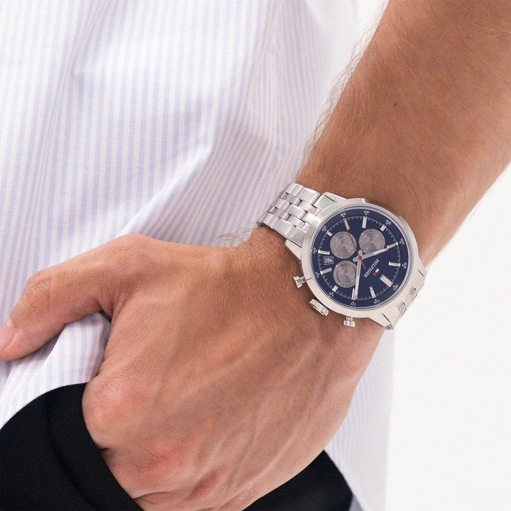 Orologio Tommy Hilfiger Kent Multi 43 mm Acciaio Braccialato Blu
