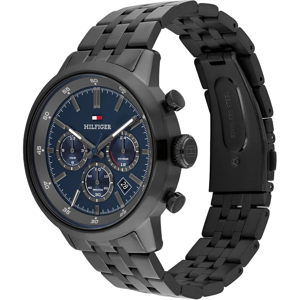 Orologio Tommy Hilfiger Kent Multifunzione 43 mm Pvd Nero Braccialato