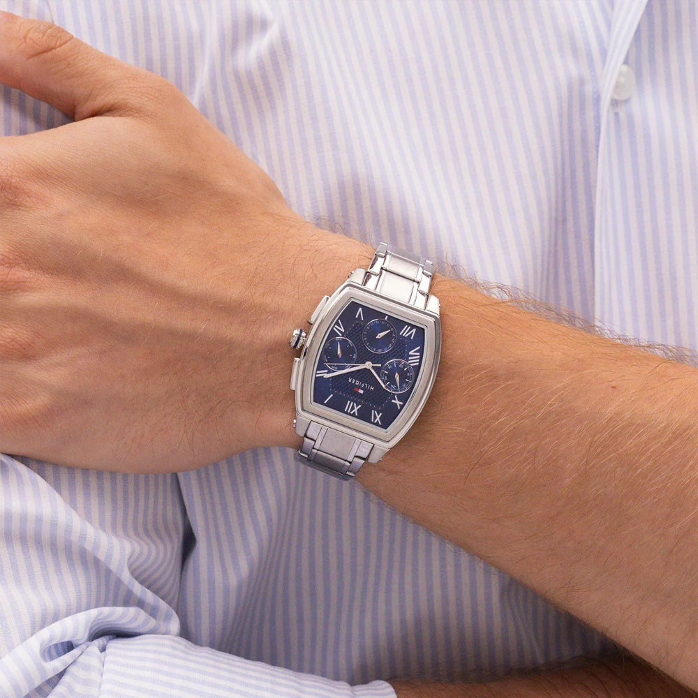 Orologio Tommy Hilfiger Oxford Multifunzione Tonneau 36 mm Acciaio Braccialato Blu