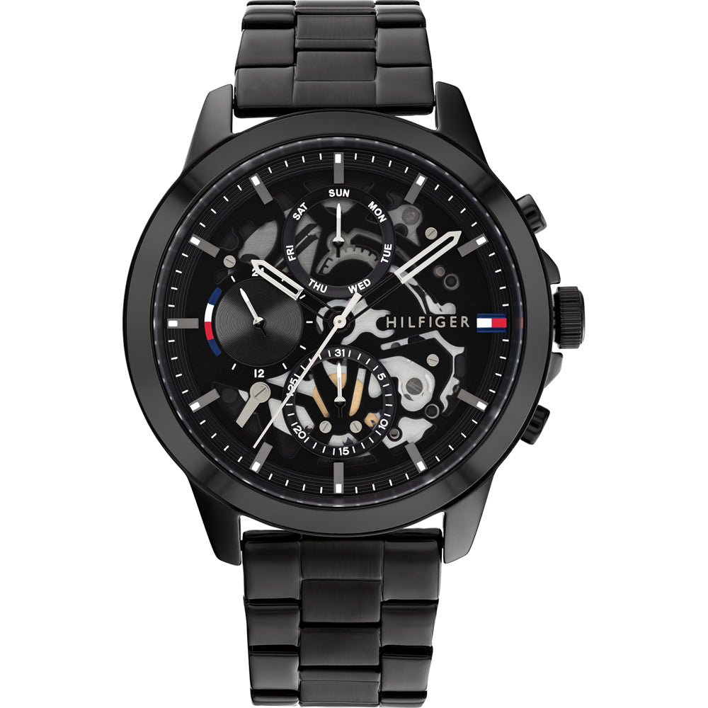 Orologio Tommy Hilfiger Henry Multifunzione 44 mm Pvd Nero Braccialato