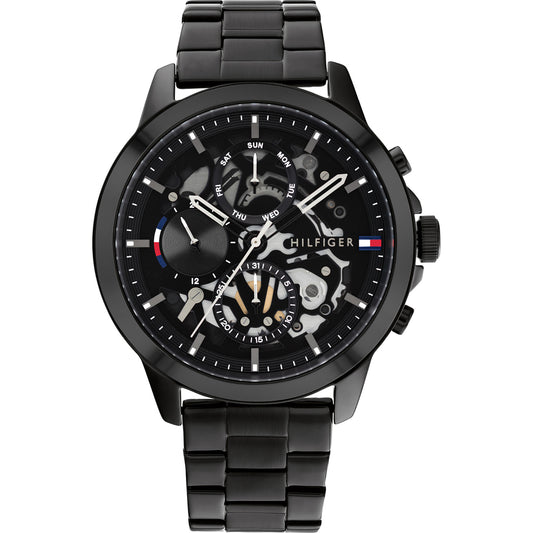 Orologio Tommy Hilfiger Henry Multifunzione 44 mm Pvd Nero Braccialato