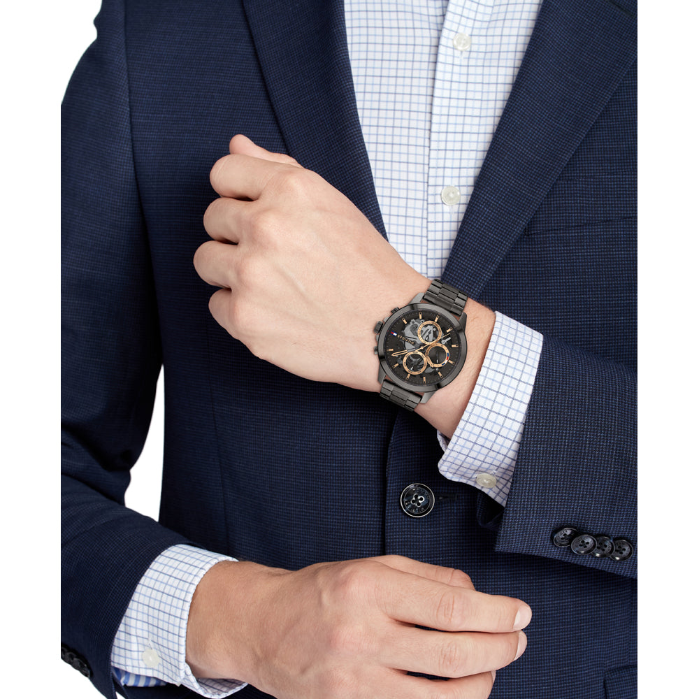 Orologio Tommy Hilfiger Henry Multifunzione 44 mm Acciaio Braccialato Nero