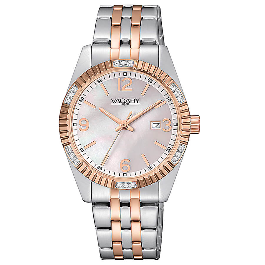 Orologio Vagary Timeless Lady Strass 31 Mm Acciaio/Pvd Oro Rosa Braccialato Madreperla