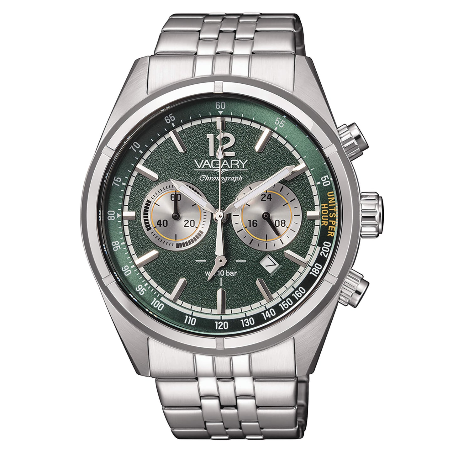 Orologio Vagary Rockwell Chrono 42 mm Verde Indici Silver