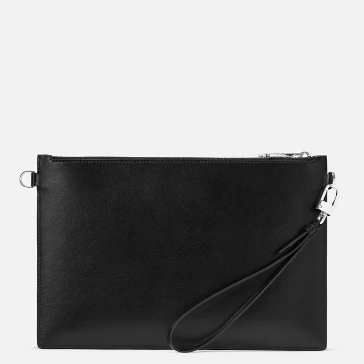 Pochette Montblanc Meisterstuck Pouch Pelle Nera Inserto Blu