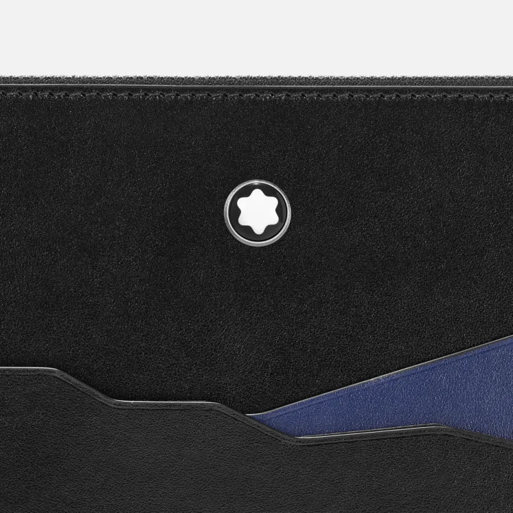 Pochette Montblanc Meisterstuck Pouch Pelle Nera Inserto Blu