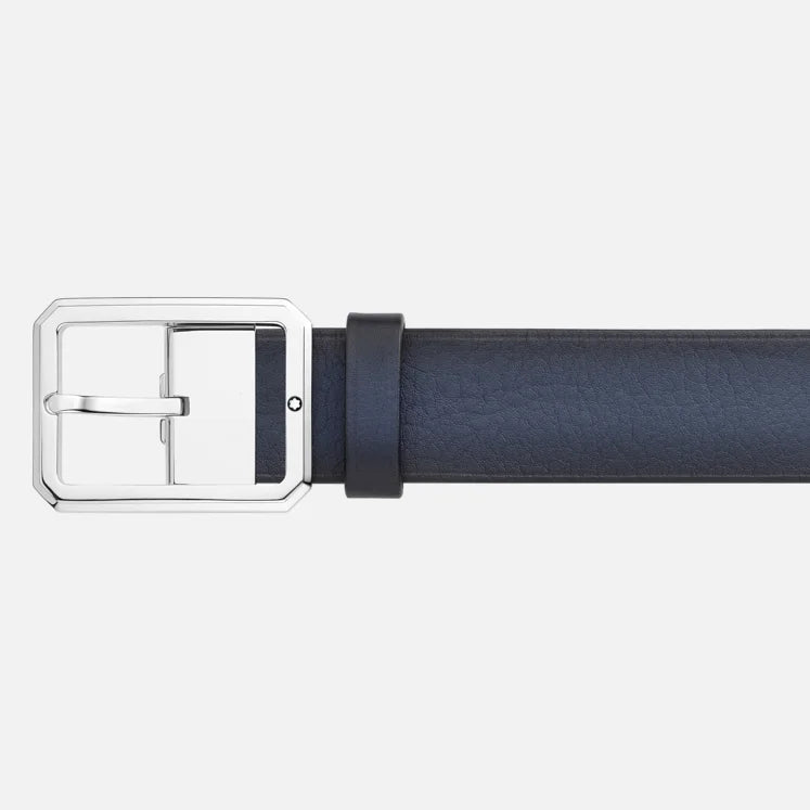 Cinture Montblanc Belt-Otcagonal Frame Shiny Cintura Reversibile Pelle Blu / Nera