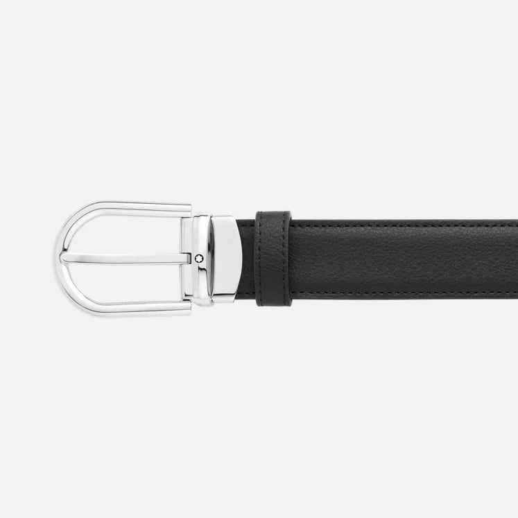 Cinture Montblanc Belt-Horseshoe Shiny Palladium Cintura Reversibile Pelle Nera / Blu