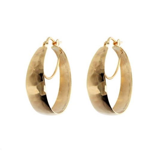 Orecchini a Cerchio Etrusca Gioielli Lega Golden Placcata Oro 18 Kt Martellati