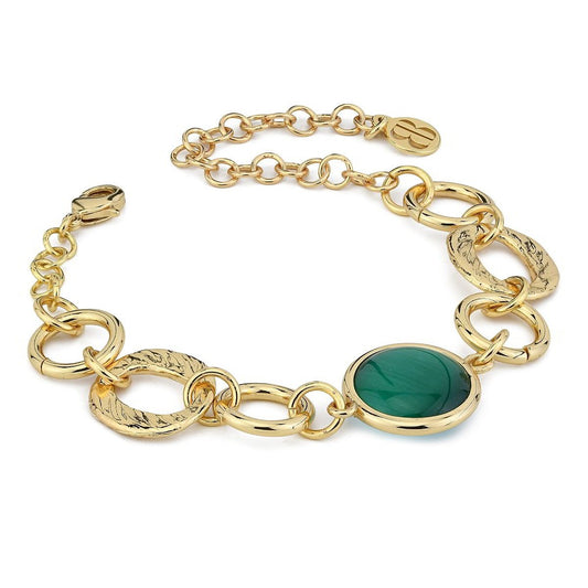 Bracciale Boccadamo Mediterranea Crisette Bronzo Pvd Oro e Cristallo Verde