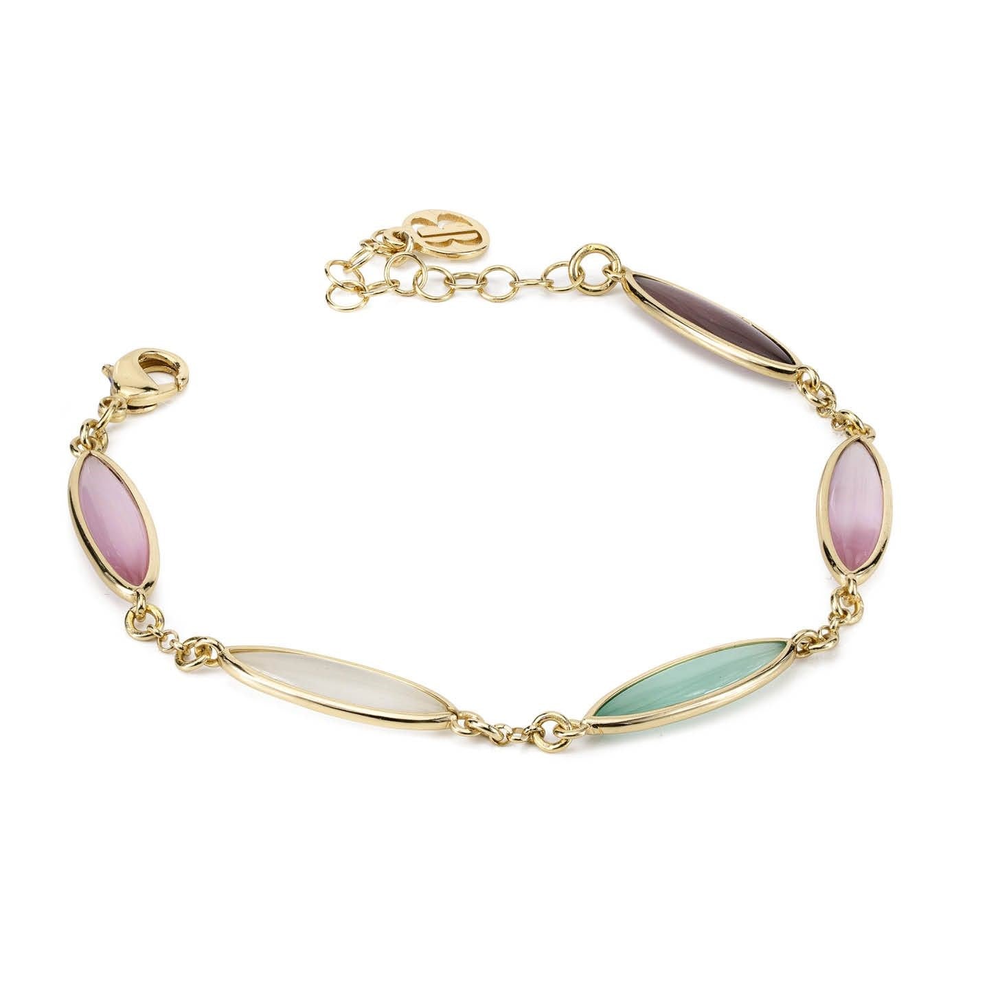 Bracciale Boccadamo Mediterranea Crisette Bronzo Pvd Oro Cristalli Multicolor