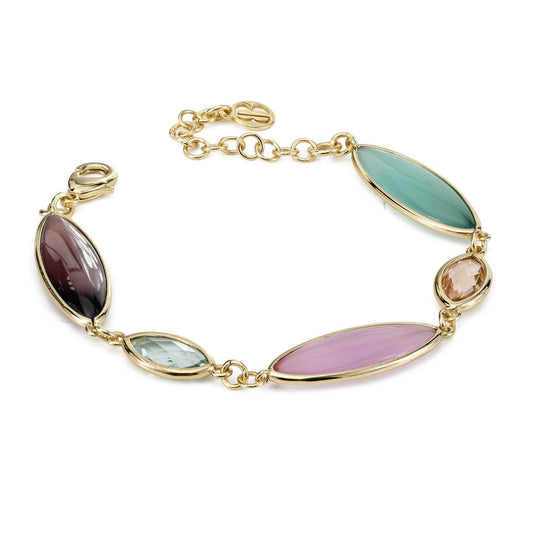 Bracciale Boccadamo Mediterranea Crisette Bronzo Pvd Oro Cristalli Multicolor