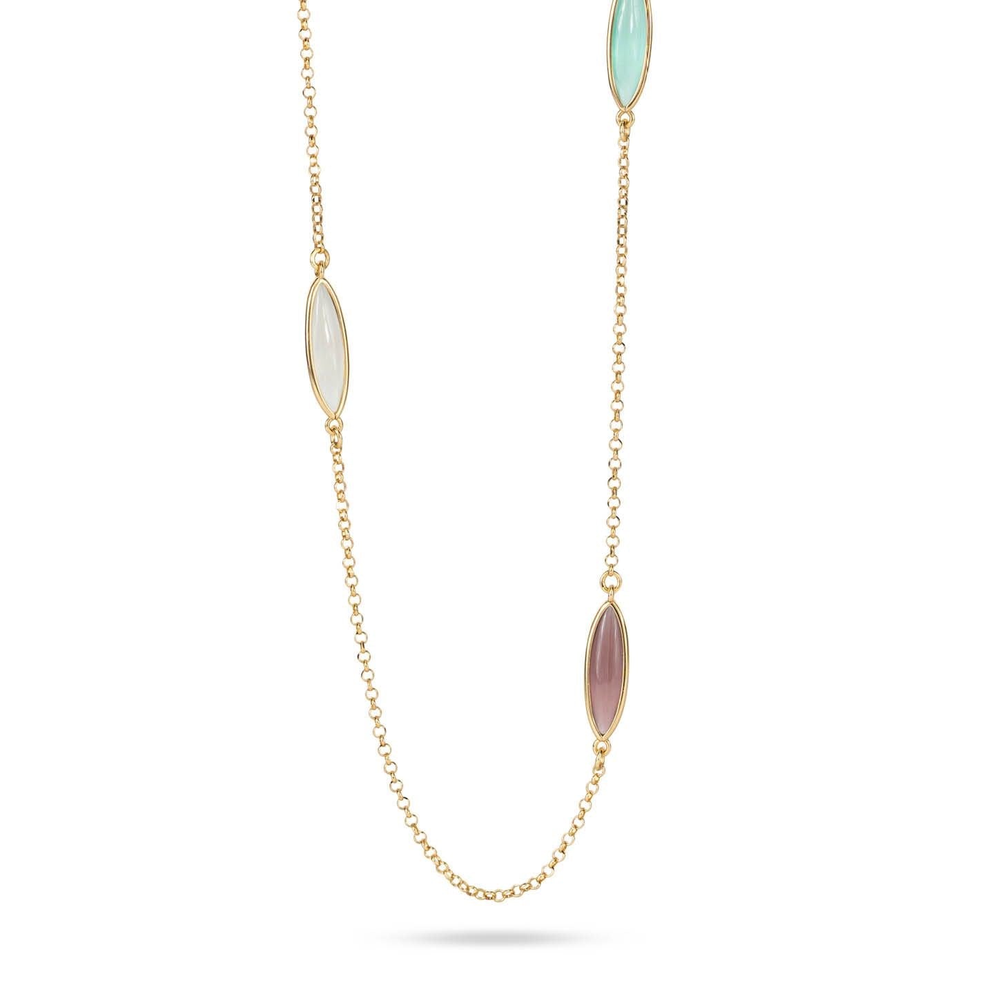 Collana Lunga Boccadamo Mediterranea Crisette Bronzo Pvd Oro Cristalli Multicolor