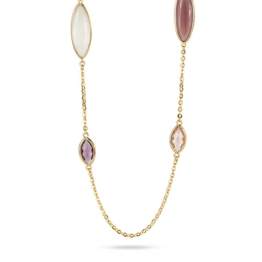 Collana Lunga Boccadamo Mediterranea Crisette Bronzo Pvd Oro Cristalli Sfaccettati Multicolor