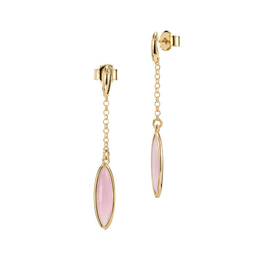 Orecchini Pendenti Boccadamo Mediterranea Crisette Bronzo Pvd Oro Cristallo Rosa