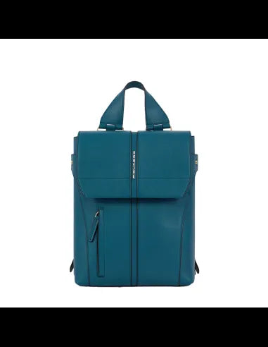 Zaini Piquadro Zaino Donna Porta Pc Ipad In Pelle Verde Petrolio