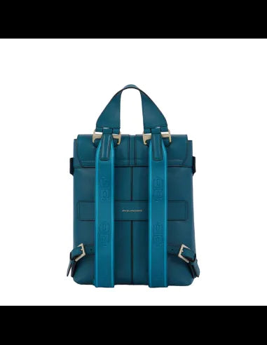 Zaini Piquadro Zaino Donna Porta Pc Ipad In Pelle Verde Petrolio