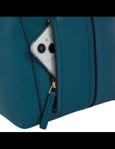 Zaini Piquadro Zaino Donna Porta Pc Ipad In Pelle Verde Petrolio