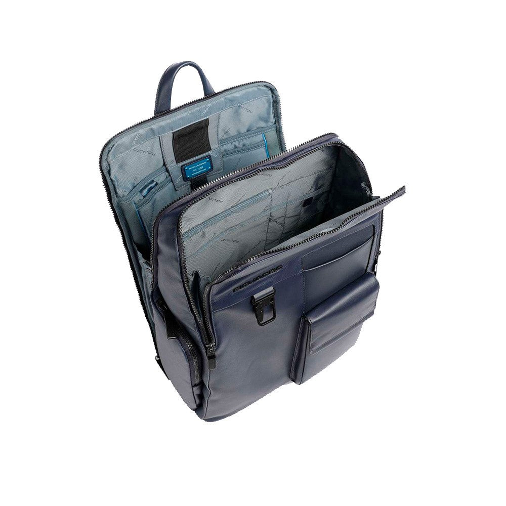 Zaini Piquadro Zaino Porta Pc Ipad In Pelle Blu