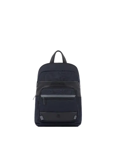 Zaini Piquadro Zaino Porta Pc Ipad In Tessuto E Inserti Pelle Nera