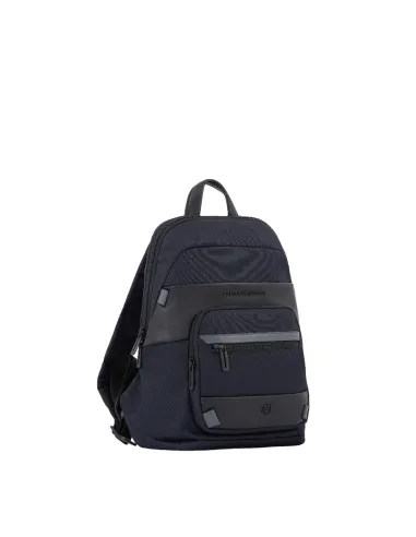 Zaini Piquadro Zaino Porta Pc Ipad In Tessuto E Inserti Pelle Nera