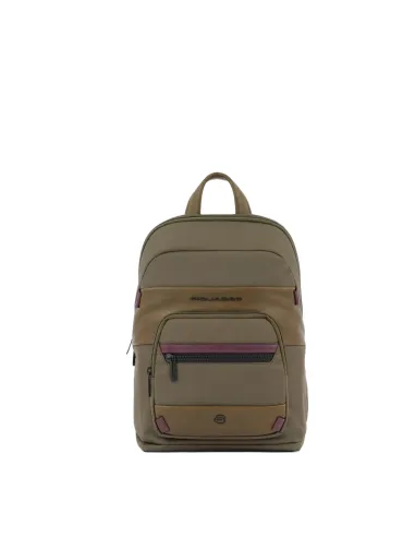 Zaini Piquadro Zaino Porta Pc Ipad In Tessuto E Inserti Pelle Verde