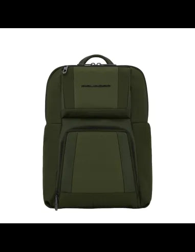 Zaini Piquadro Zaino Porta Pc Ipad In Tessuto Ed Inserti Pelle Verde