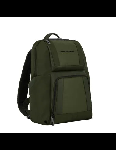 Zaini Piquadro Zaino Porta Pc Ipad In Tessuto Ed Inserti Pelle Verde