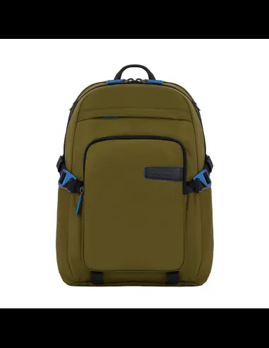 Zaini Piquadro Zaino Porta Pc Ipad In Nylon Inserto Pelle Verde